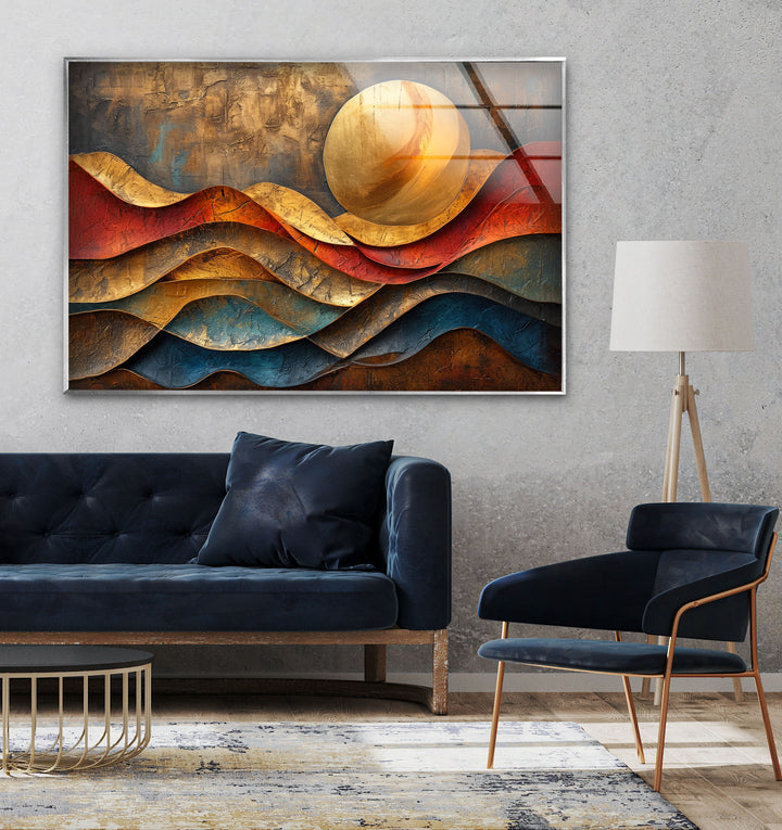 Sunset Abstract Painting Glass Wall Art & Cool Home Decor