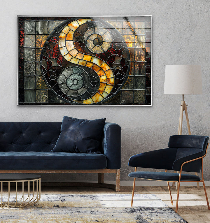 Stained Yin-Yang Glass Wall Art large glass photo prints, glass wall photos