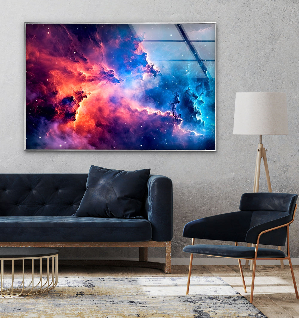 Nebula Universe Glass Wall Art, glass wall decor, glass wall art decor