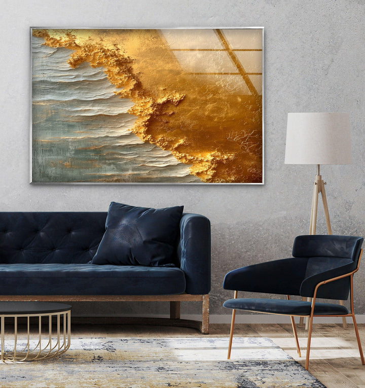 Shine of Gold Abstract Glass Wall Art