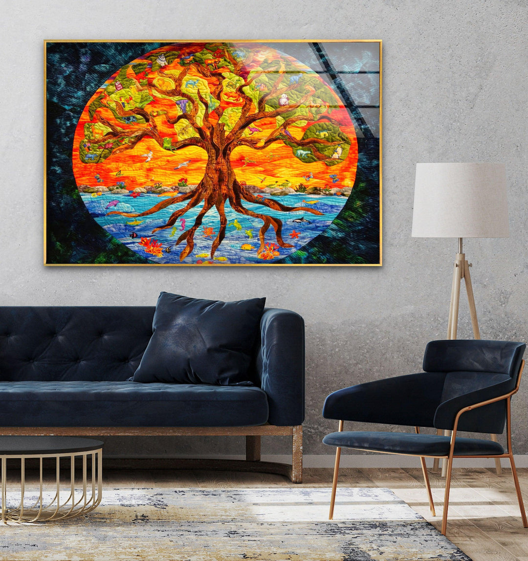 Big Tree Of Life Glass Wall Art, glass pictures for Wall, glass prints wall art