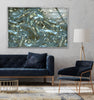 Shiny Blue Waves Glass Wall Art, glass picture prints, print on glass