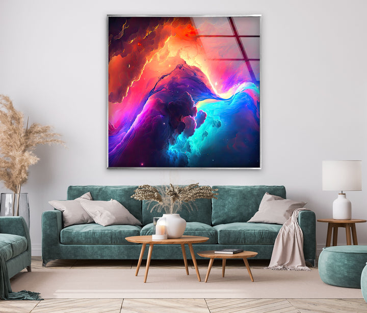 A Colorful Galaxy Glass Wall Art