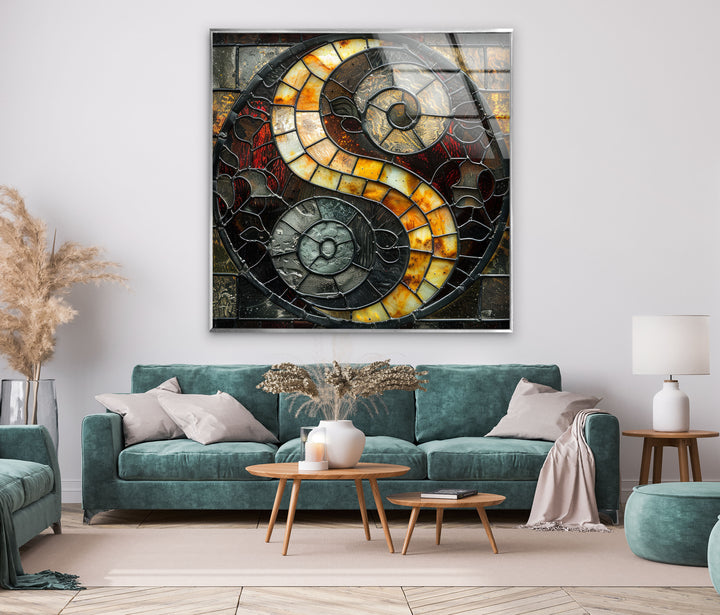 Stained Yin-Yang Glass Wall Art large glass photo prints, glass wall photos