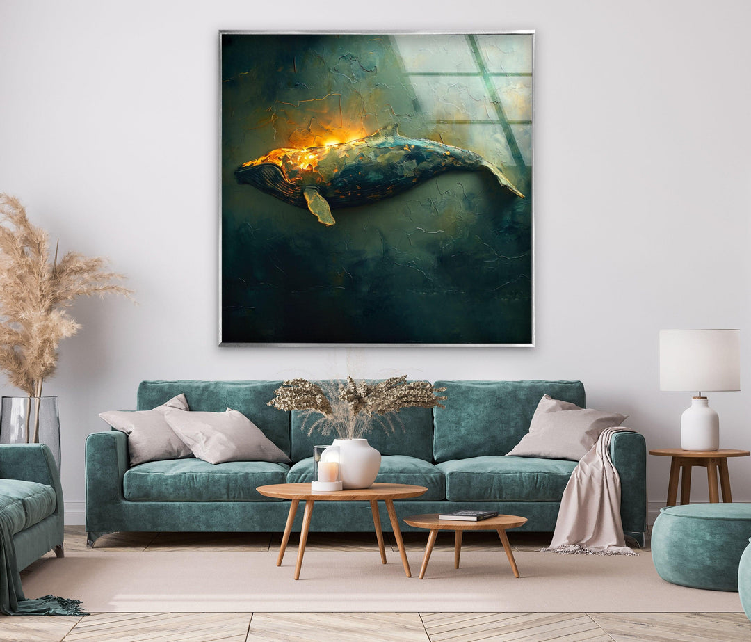 Vintage Whale Glass Wall Art large glass photo prints, glass wall photos