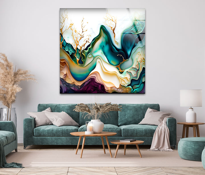 Abstract Watercolor Glass Wall Art