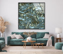 Shiny Blue Waves Glass Wall Art, photo print on glass, prints on glass wall art