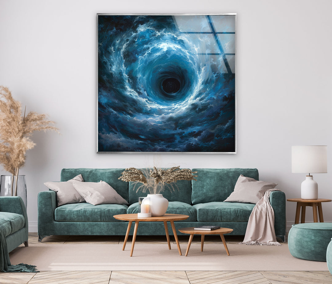 Blue Vortex Glass Wall Art Glass Printing Wall Art, Print photos on glass