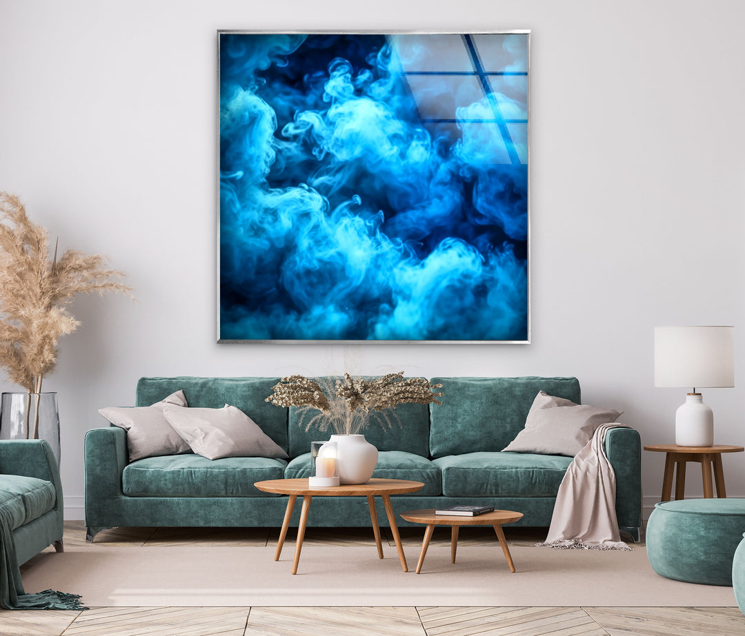 Blue Smoke Glass Wall Art glass art painting, glass art for the Wall