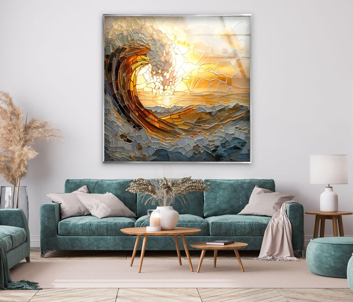 Mosaic Waves Glass Wall Art Glass Printing Wall Art, Print photos on glass