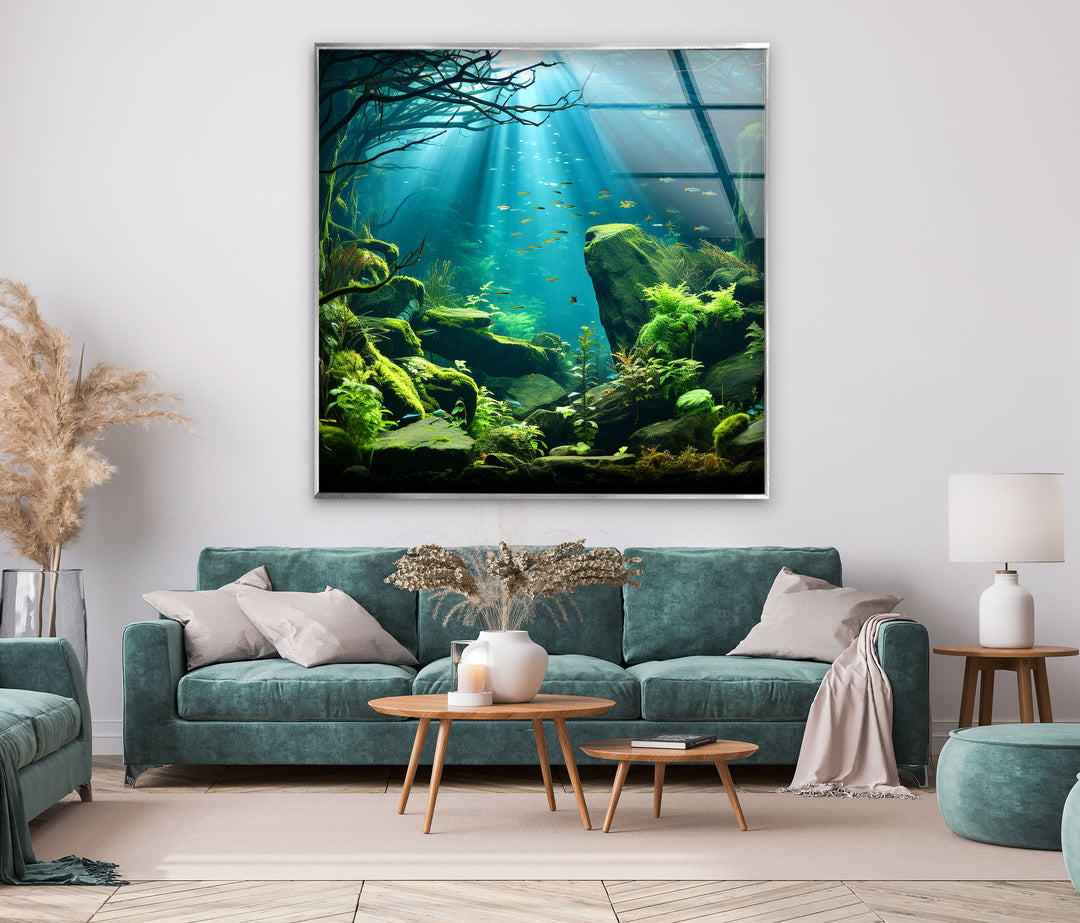 Underwater Forest Glass Wall Art glass wall decor, glass wall art decor