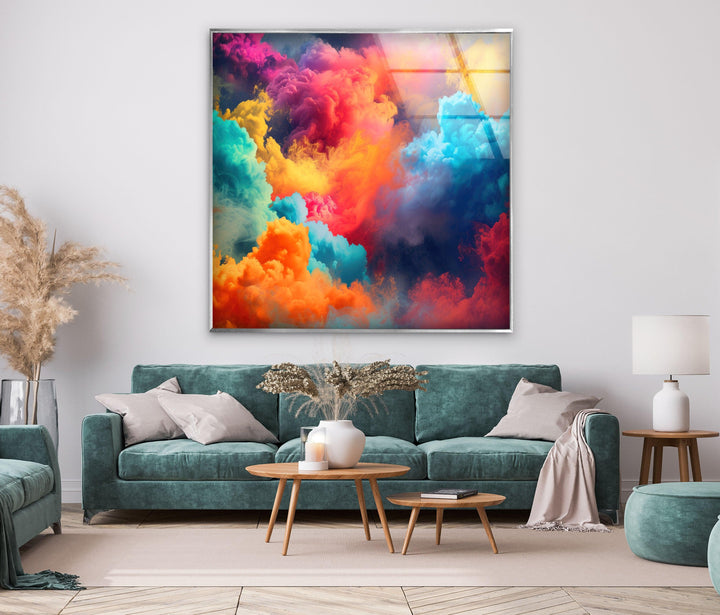 Colored Clouds Glass Wall Art print on glass, glass printed photos
