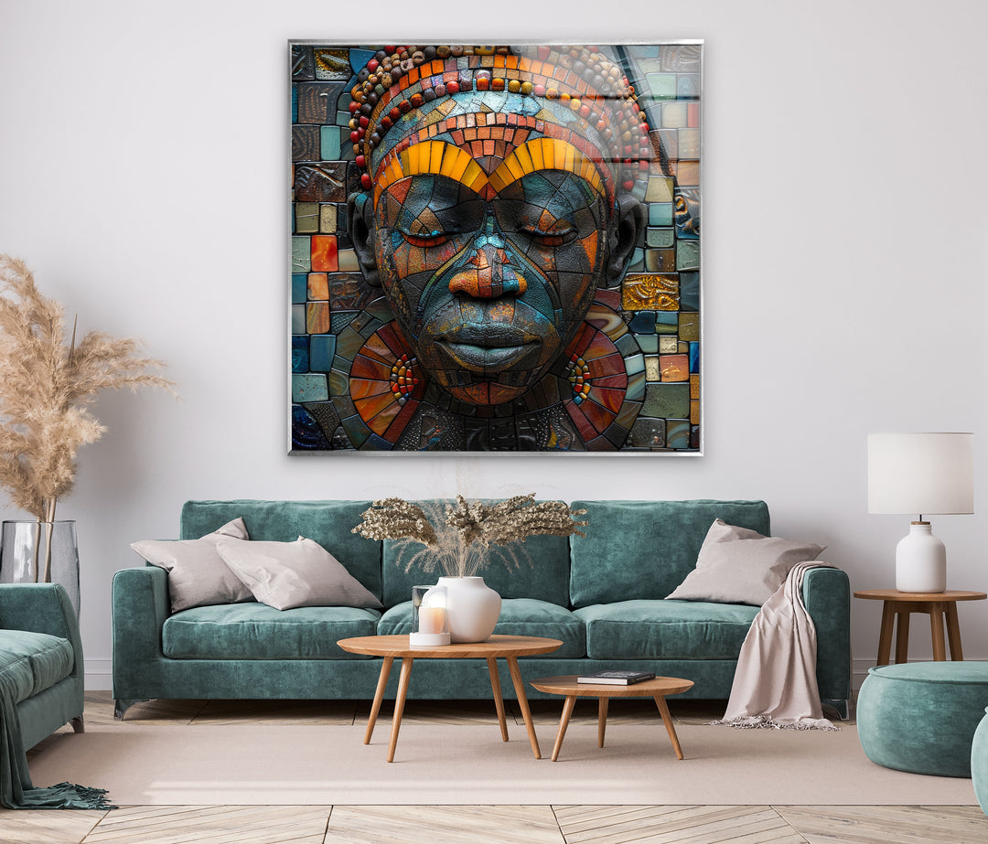 Colorful Mosaic Head Cool Wall Decor & Glass Art