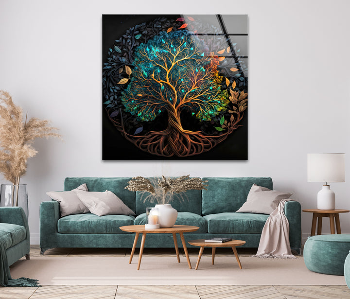 Yggdrasil World Tree of Life Glass Wall Art, glass photo prints, glass picture prints
