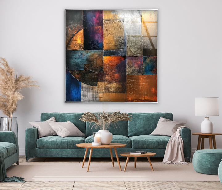 Abstract Colored Geometric Glass Wall Art large glass photo prints, glass wall photos