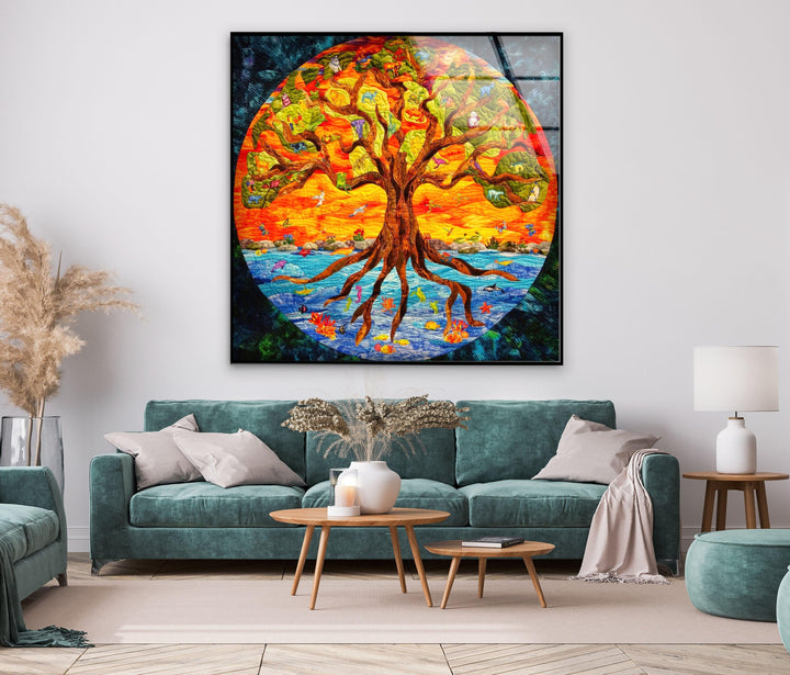 Big Tree Of Life Glass Wall Art, custom glass pictures, glass art prints