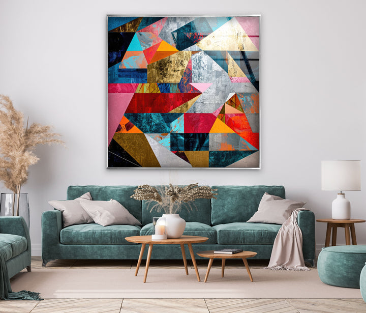 Geometric Shapes Abstract Tempered Glass Wall Art - MyPhotoStation