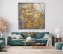 Abstract Gold Floral Tempered Glass Wall Art - MyPhotoStation