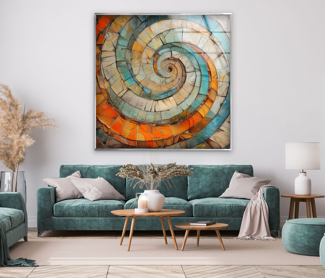 Wood Spiral Glass Wall Art glass art painting, glass art for the Wall