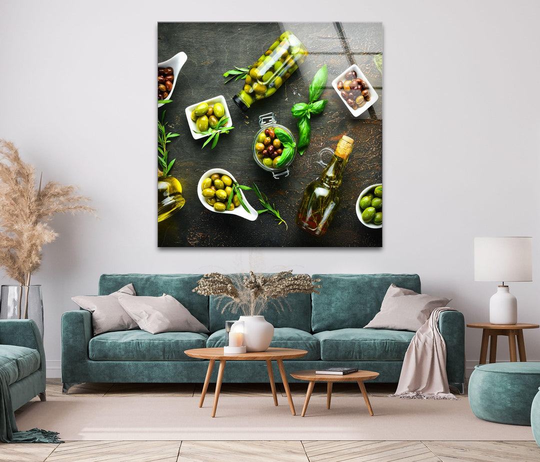 Bunch Of Olives Glass Wall Art, photo print on glass, prints on glass wall art