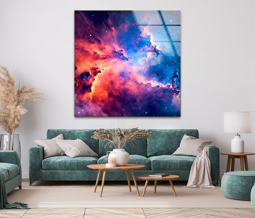 Nebula Universe Glass Wall Art, large glass photo prints, glass wall photos