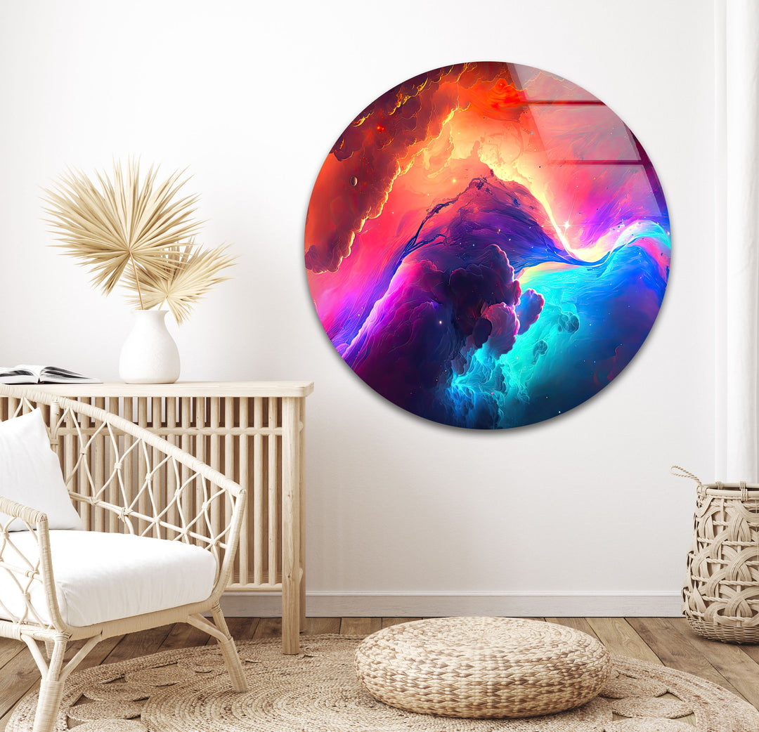 A Colorful Galaxy Glass Wall Art