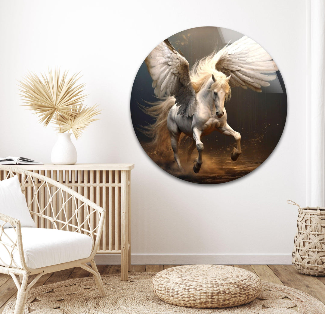 Winged Horses Glass Wall Art Winged Horses Glass Wall Art