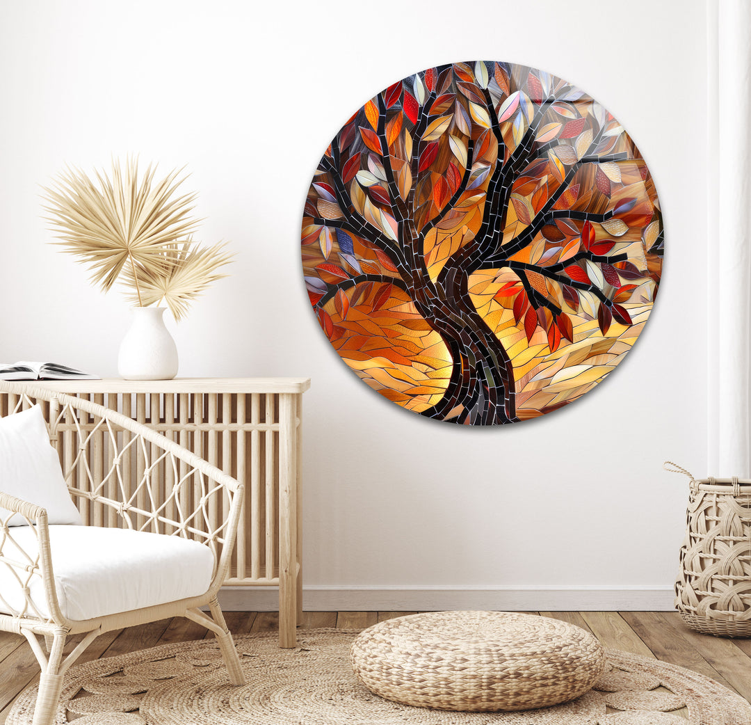 Tree of Life Orange Glass Wall Art glass pictures for Wall, glass prints wall art