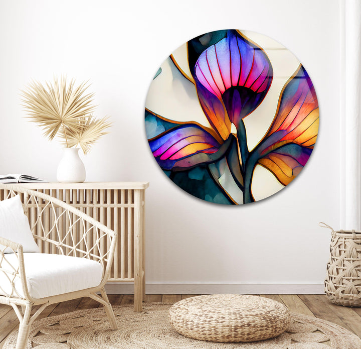 Vivid Stained Flower Glass Wall Art, Glass Printing Wall Art, Print photos on glass