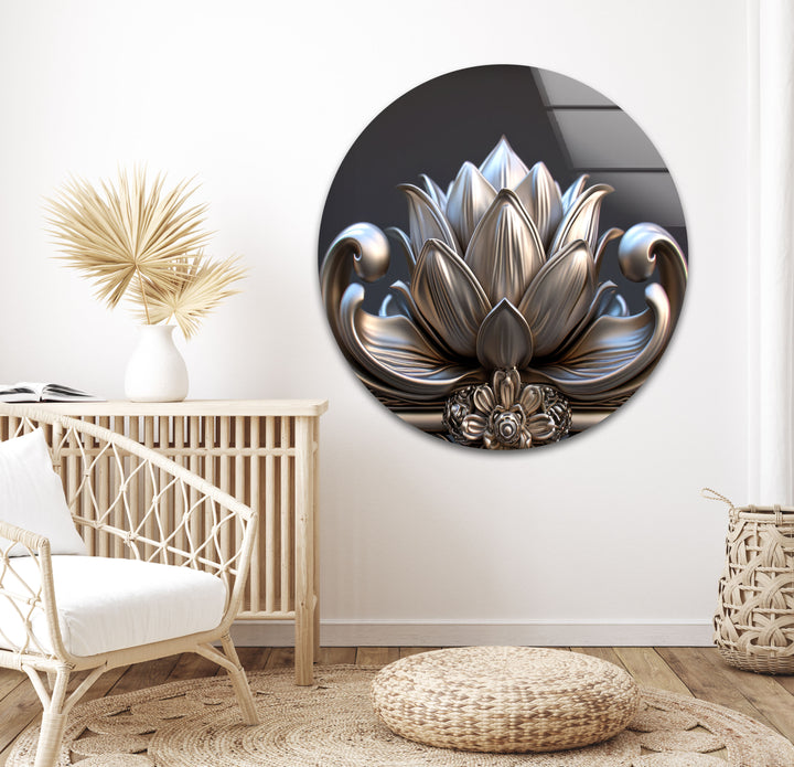 Silver Flower Glass Wall Art, large glass prints