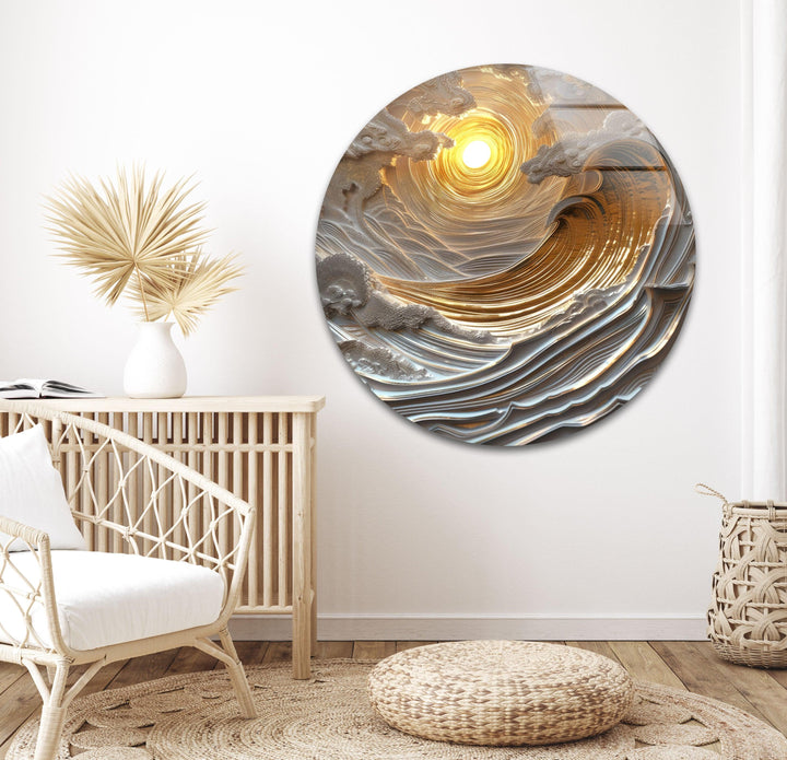 Sunset Abstract Painting Tempered Glass Wall Art - Stunning Abstract Art Printed on Glass