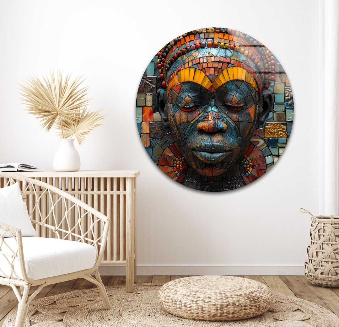 Colorful Mosaic Head Cool Abstract Art & Glass Art Prints