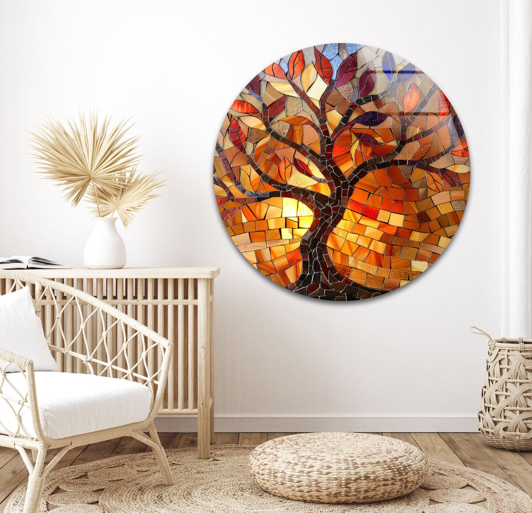 Stained Tree of Life Orange Glass Wall Art stained glass wall art, stained glass wall decor