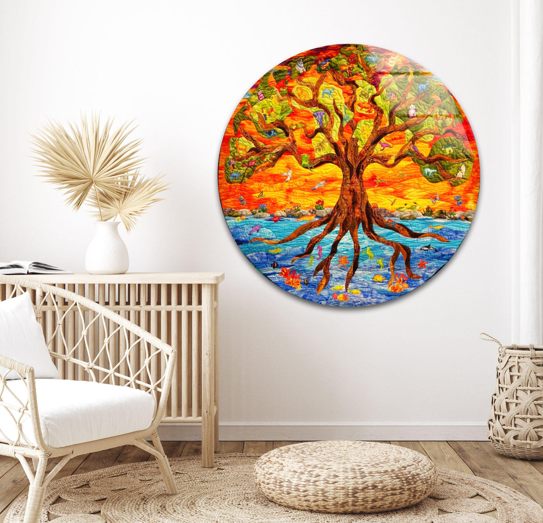 Big Tree Of Life Glass Wall Art, photo print on glass, prints on glass wall art