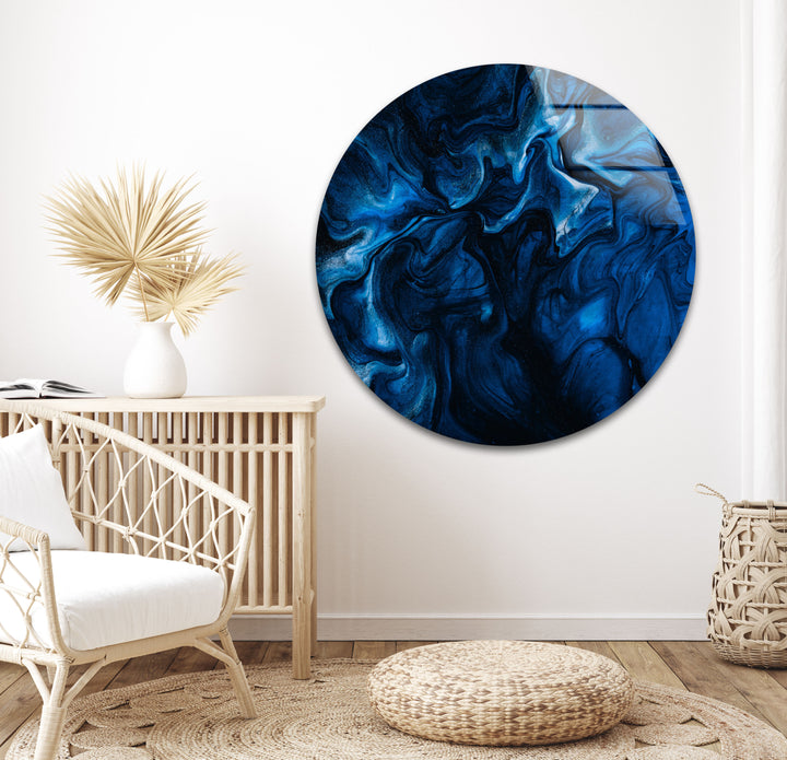 Vivid Dark Blue Abstract Glass Wall Art, art glass wall art, glass wall art pictures