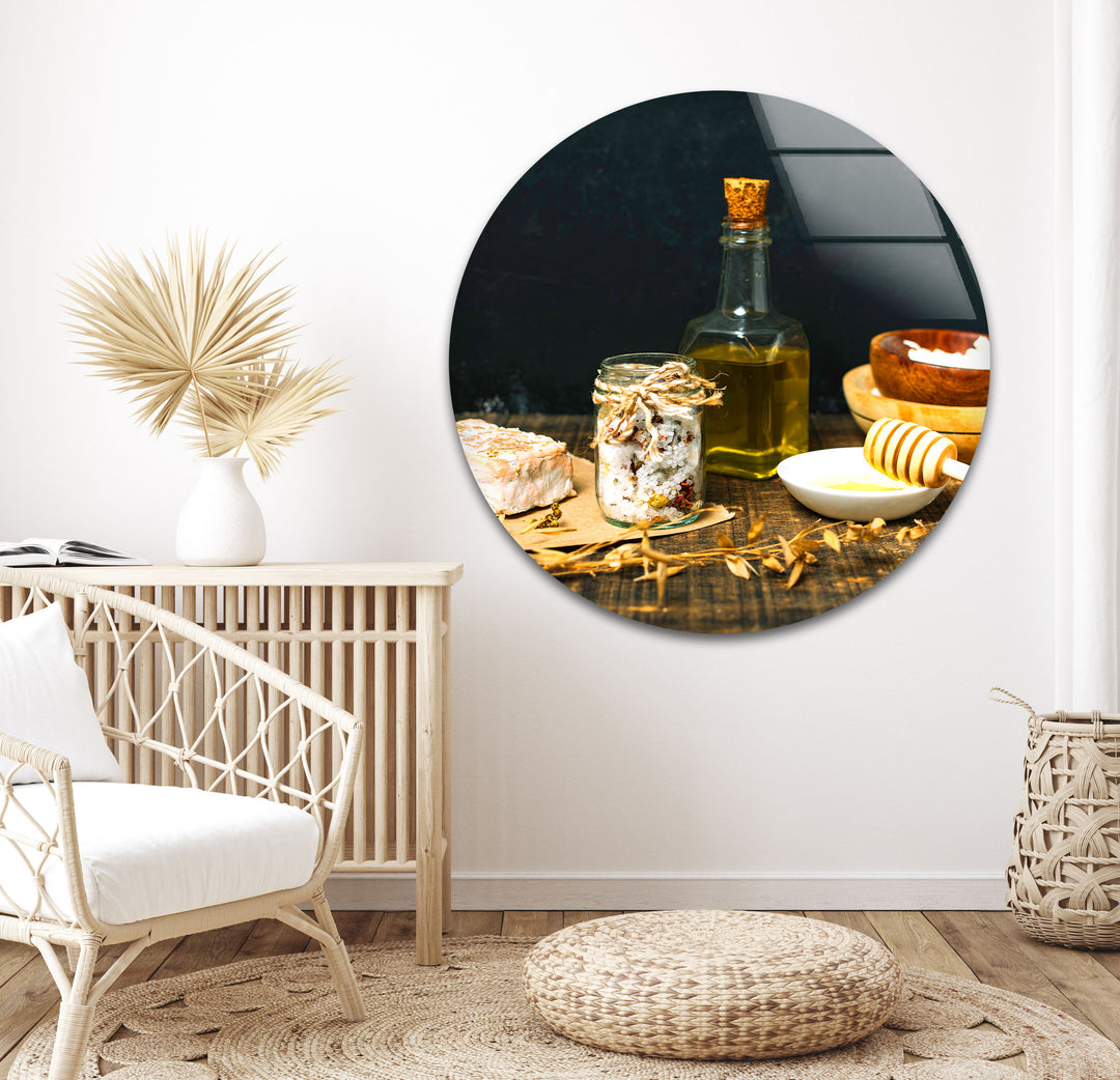 Natural Olive Oil Glass Wall Art, large glass photo prints, glass wall photos