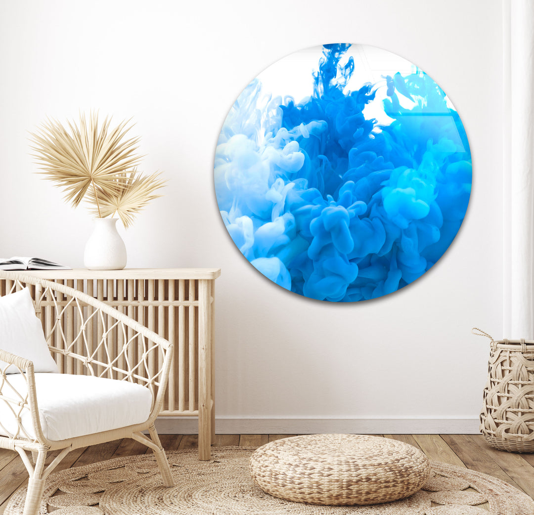 Blue & White Paint Splash Glass Wall Art, photo print on glass, prints on glass wall art