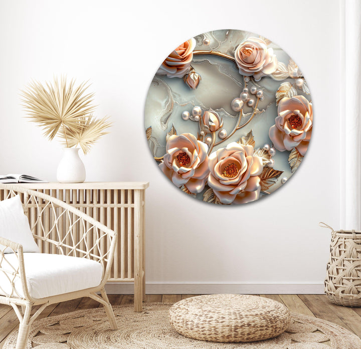 White Pearl Floral Glass Wall Art, Glass Printing Wall Art, Print photos on glass