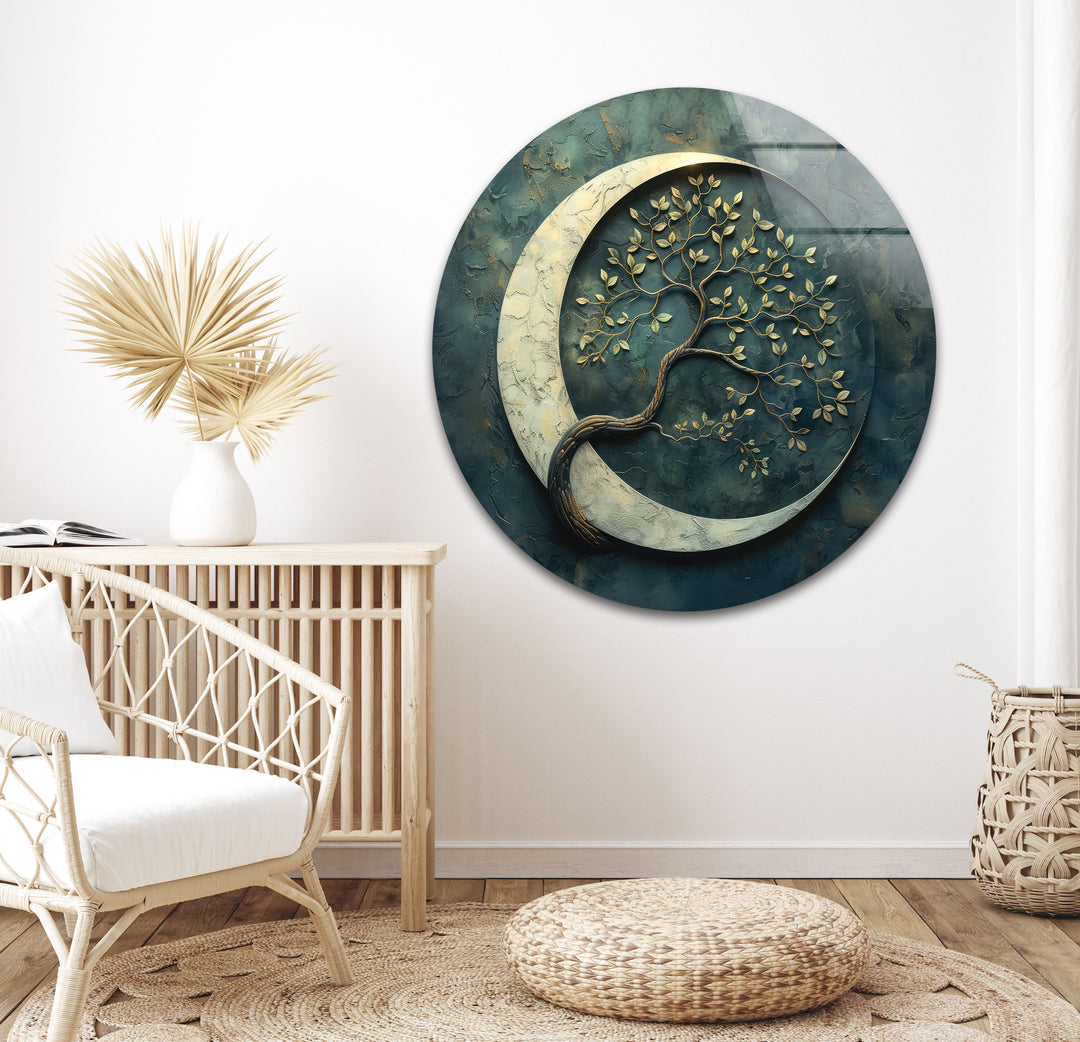 Moon Tree Marble Glass Wall Art glass photo prints, glass picture prints