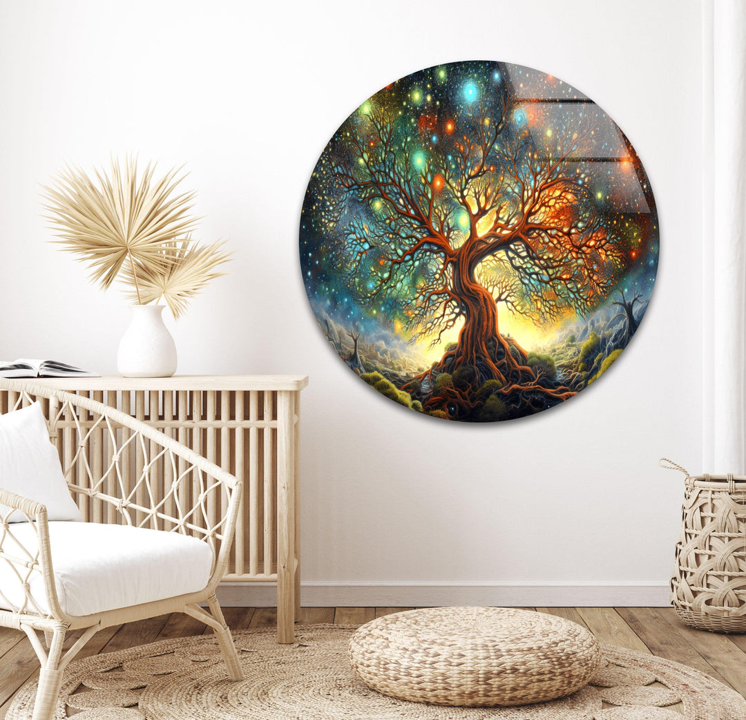 Tree With Stars Painting Glass Wall Art, art glass wall art, glass wall art pictures