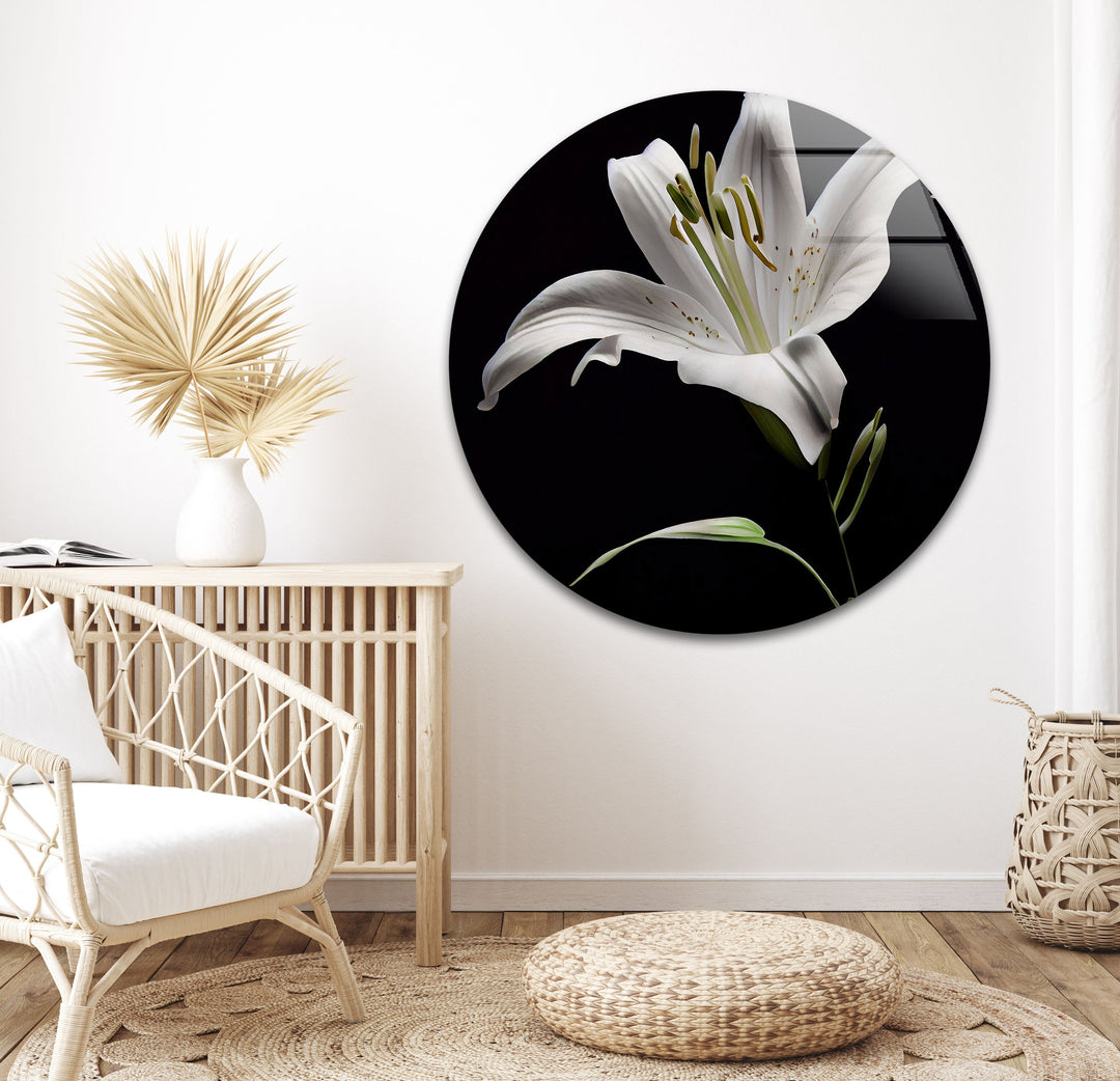 Solitary Stunning Lily Glass Wall Art, art glass wall art, glass wall art pictures