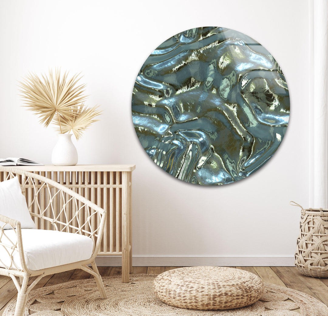 Shiny Blue Waves Glass Wall Art, print on glass, glass printed photos