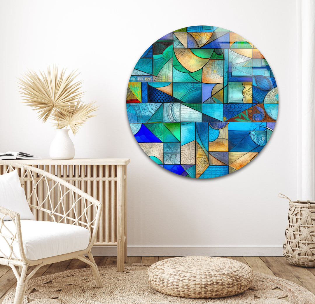 Geometric Colorful Glass Wall Art photo print on glass, prints on glass wall art