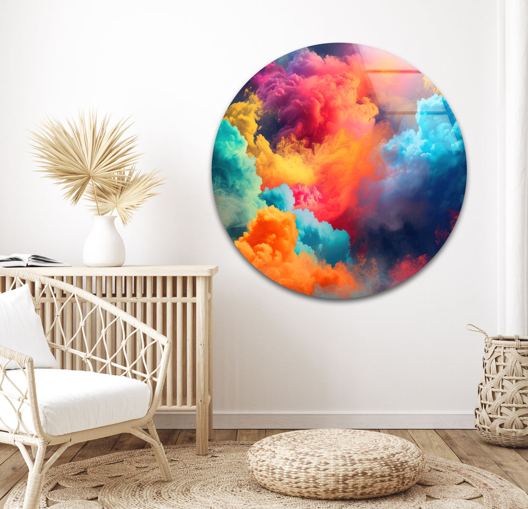 Colored Clouds Glass Wall Art custom glass pictures, glass art prints
