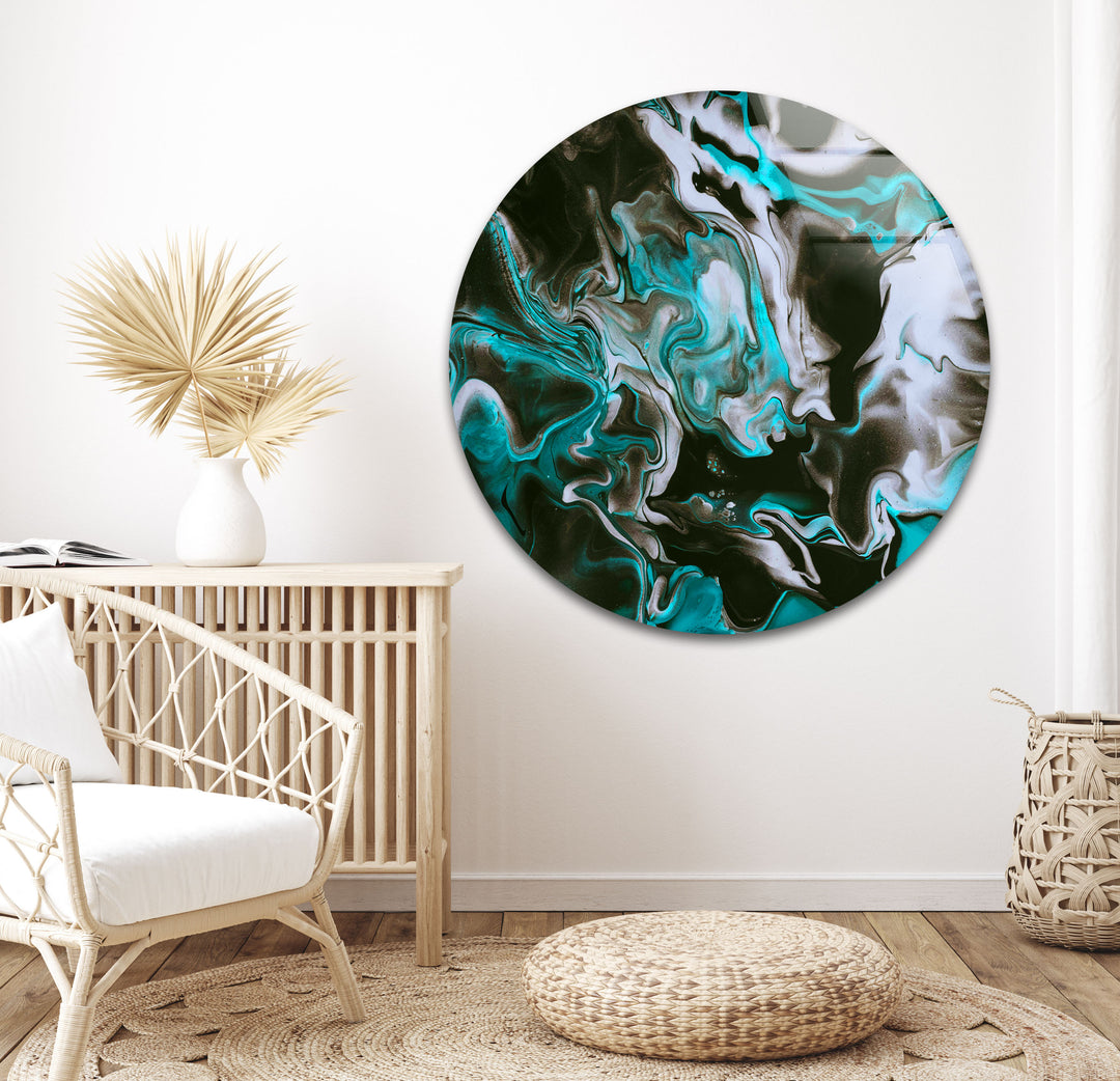 Green and Black Alcohol ink Cool Abstract Art & Glass Art Prints