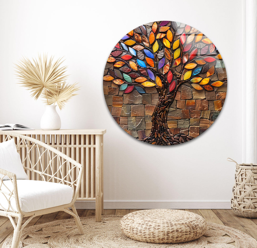 Mosaic Tree of Life Brown Glass Wall Art large glass photo prints, glass wall photos