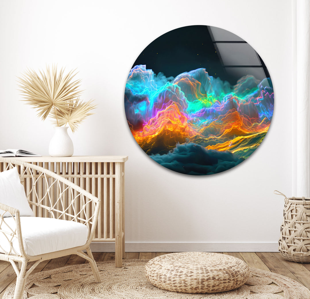 Vibrant Abstract Clouds Glass Wall Art