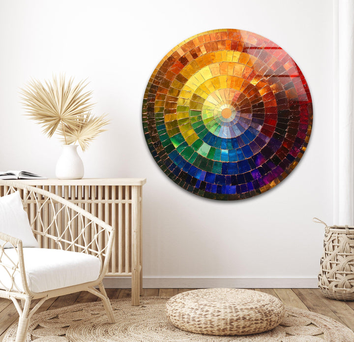 Colored Circle With Rainbow Glass Wall Art large glass photo prints, glass wall photos