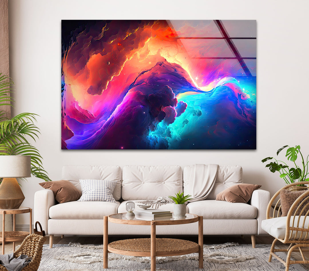 A Colorful Galaxy Glass Wall Art