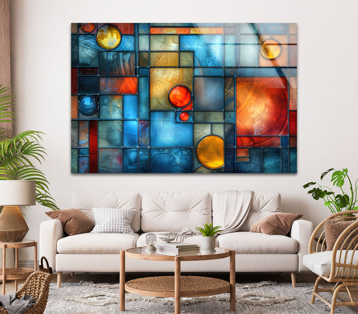 Colorful Stained Circle Glass Wall Art custom glass photo prints, large glass prints